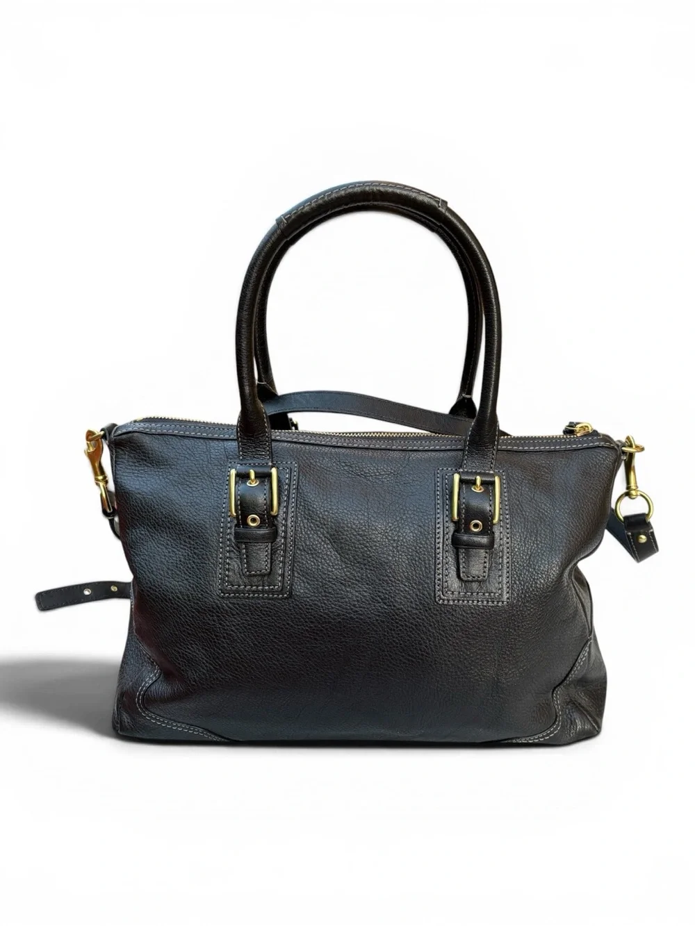 Coach Hamilton Black Pebbled Leather Satchel Crossbody Gold-Tone Hardware F12444